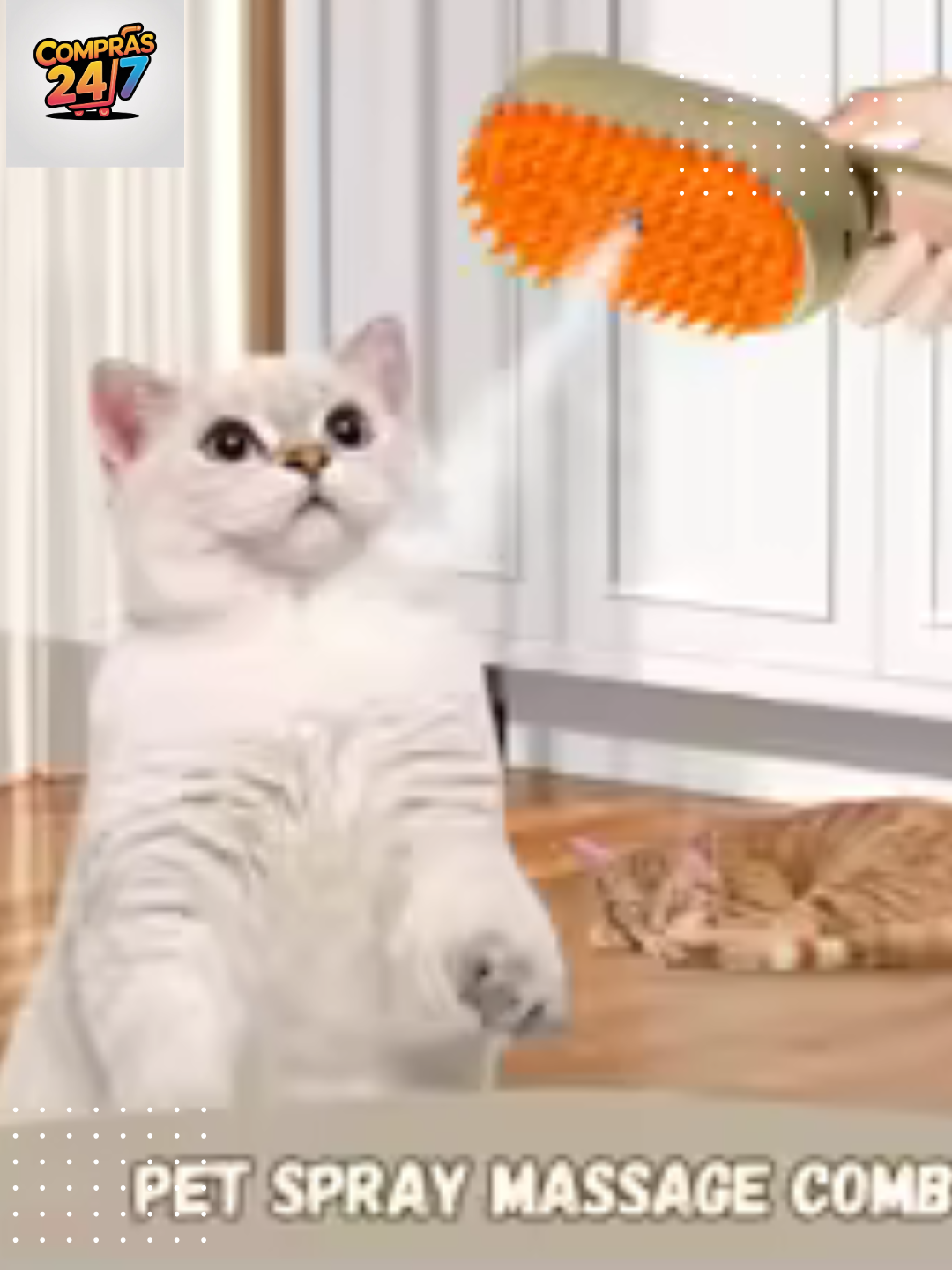 Cepillo de vapor 4 en 1 para gatos, perros, herramienta de aseo con masaje